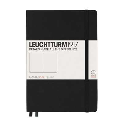 LEUCHTTURM1917 Medium A5 Hardcover Notebook, Plain, Black