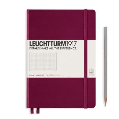 LEUCHTTURM1917 Medium A5 Hardcover Notebook, Dotted, Port Red