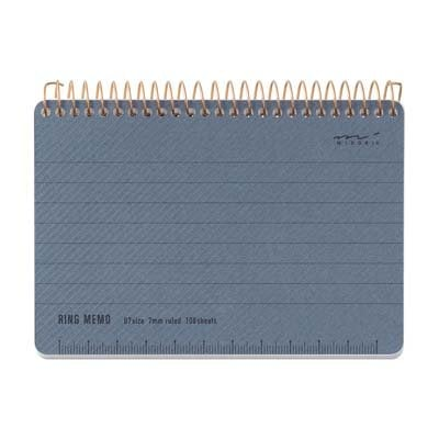 Midori Ring Memo Notebook, Basic Blue