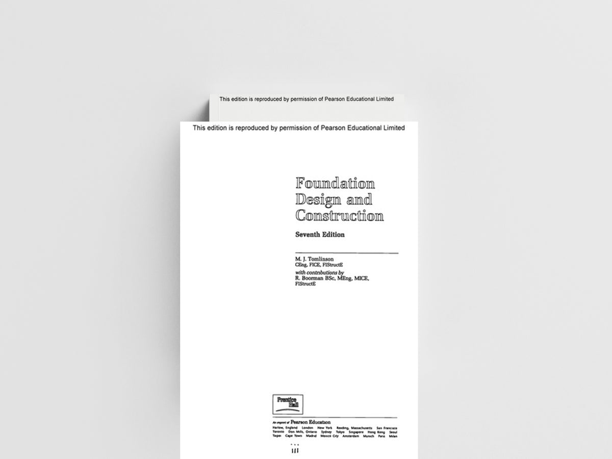 Foundation Design and Construction by M.J. Tomlinson; 9780130311801