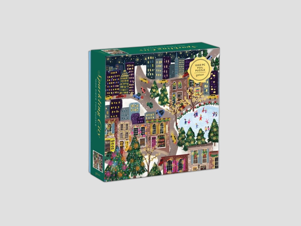 Joy Laforme Sparkling City 1000 Piece Foil Puzzle In a Square Box by Galison; 9780735376410