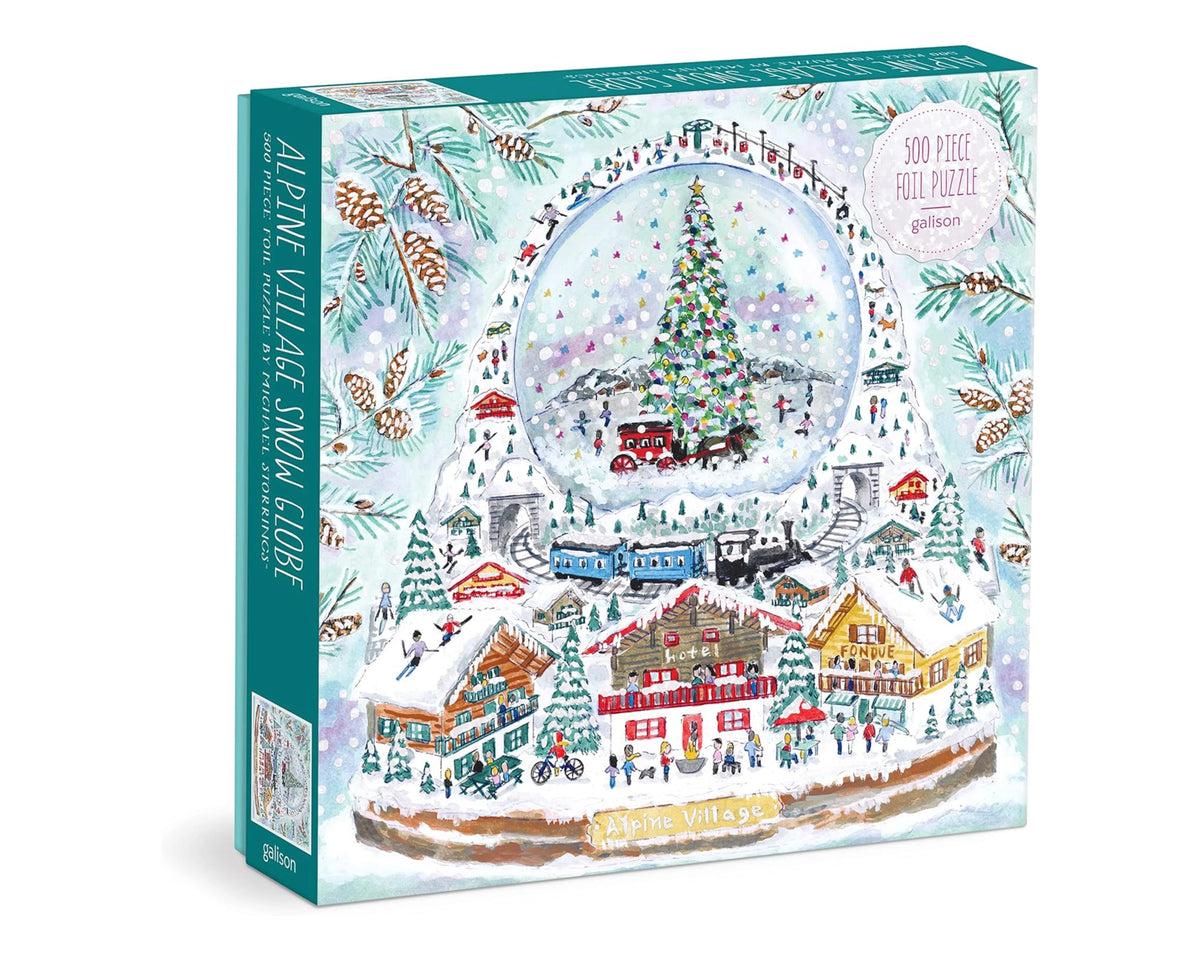 Michael Storrings Alpine Village Snowglobe 500 Piece Foil Puzzle by Galison; 9780735378704