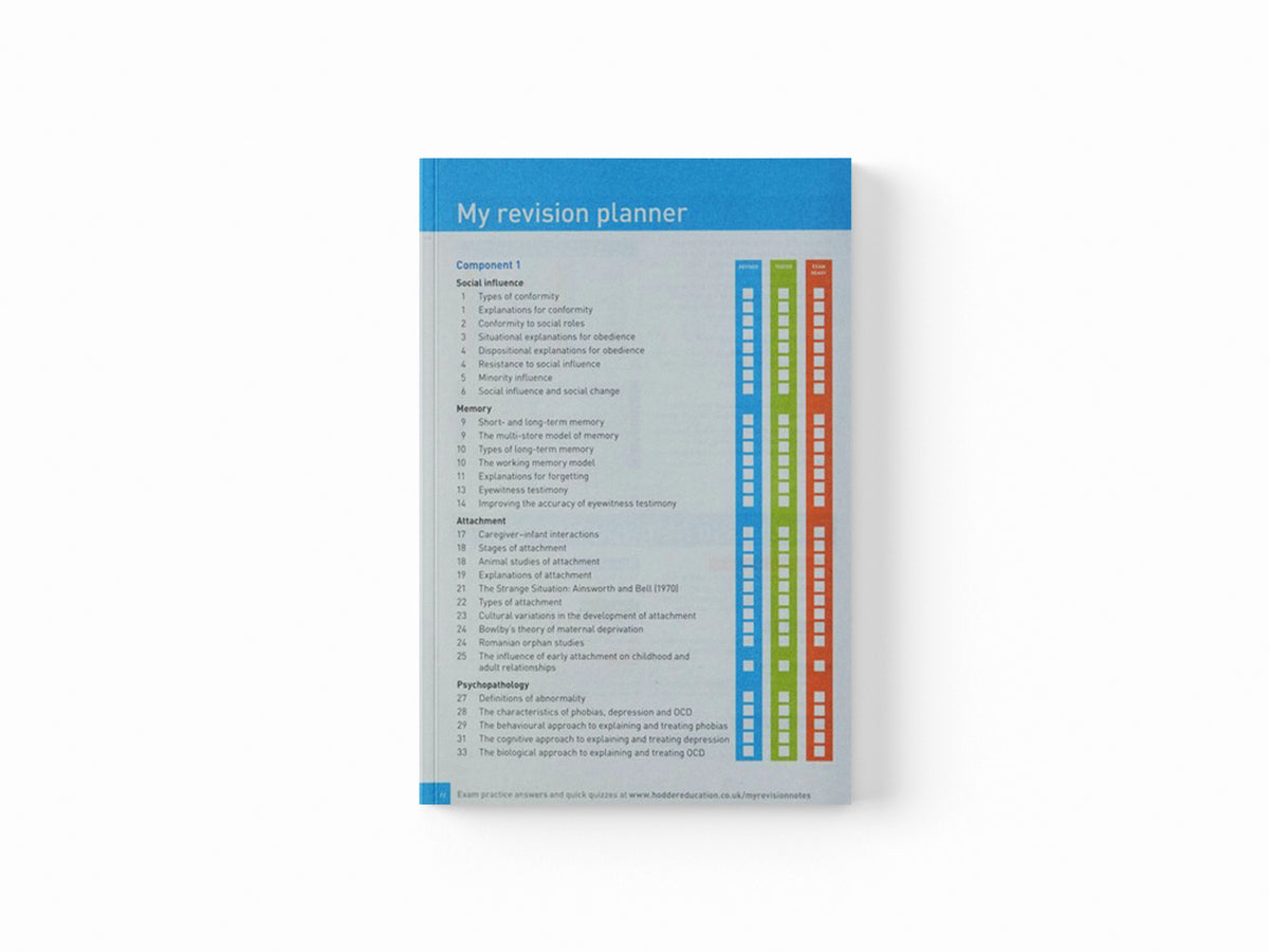 My Revision Notes: AQA A Level Psychology by Molly Marshall; Susan Firth; 9781471882999