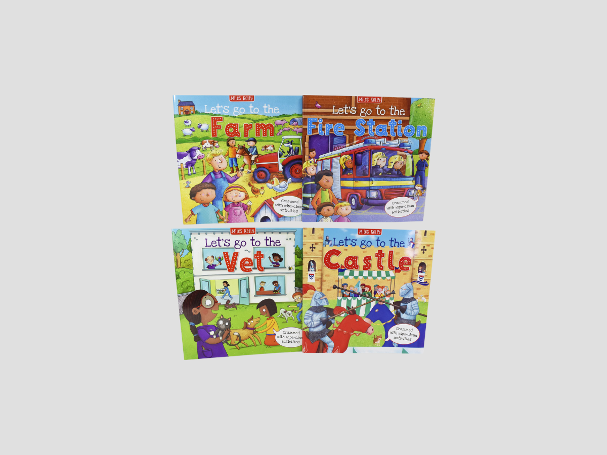 Let's Go to the Wipe Clean Collection - Fire Station, Castle, Farm, Vet - Ages 5-7 by Miles Kelly Publishing Ltd; 9781786179203