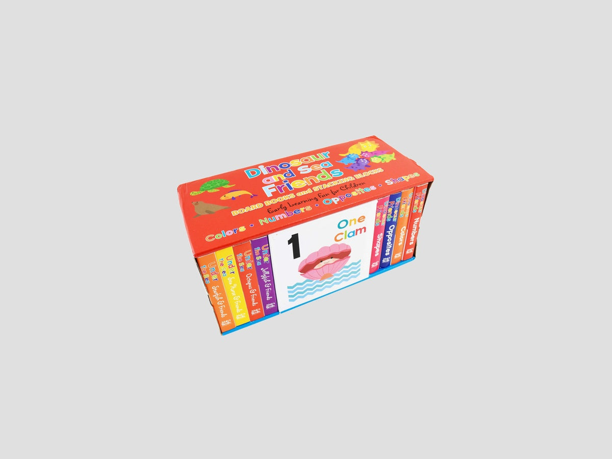 Dinosaur and Sea Friends Early Learning 8 Board Books and 5 Stacking Blocks - Ages 0-5 by Buster Books; 9781786903563